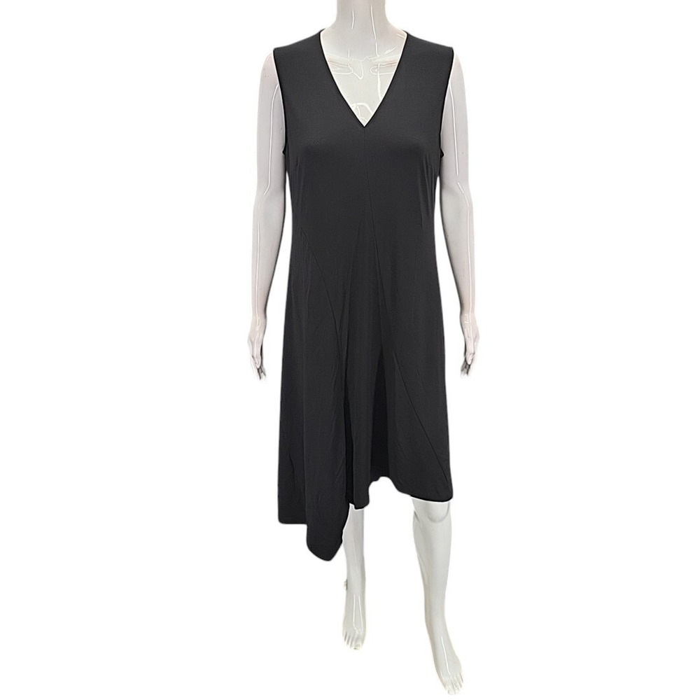 Truth + Style Black V-Neck Asymmetrical Hem Dress Petite Medium A491552